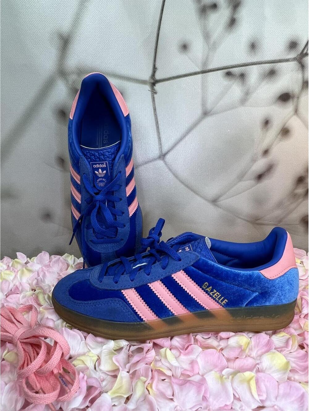 Gazelle  Adidas Indoor in Blue, Semi Pink & Gum - Picture 6 of 9